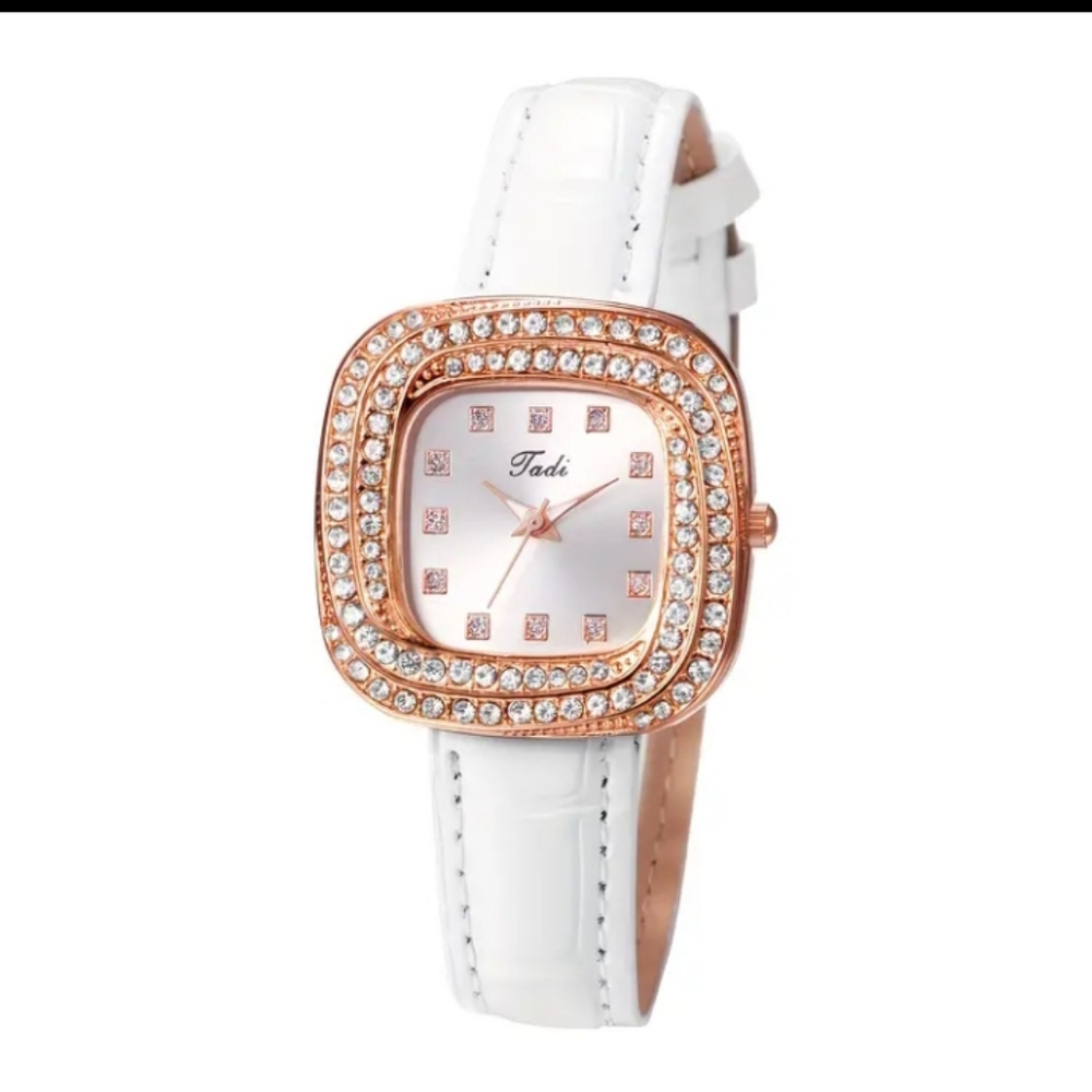 Tadi White/Gold/Rhinestone Women's Watch NWT